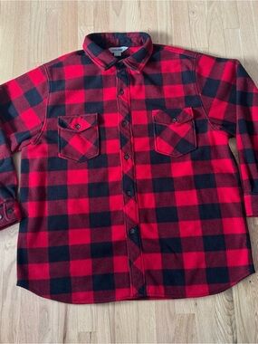 Men's Red and Black Buffalo Plaid Flannel Shirt - Classic Workshirt
